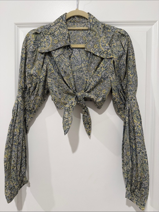 Kapital Tops - Paisley Tie-Front Crop Blouse